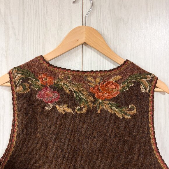 100% Alpaca Peruvian Connection Brown Button Up Vest - Picture 7 of 9